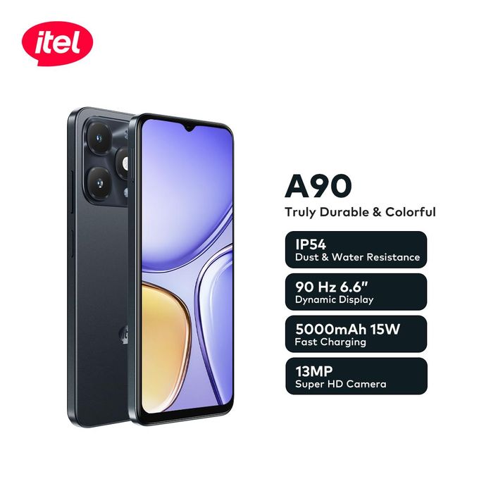 itel A90 6.6" 90hz Dynamic Display 5000mah 15W Fast Charge Android 128+4gb